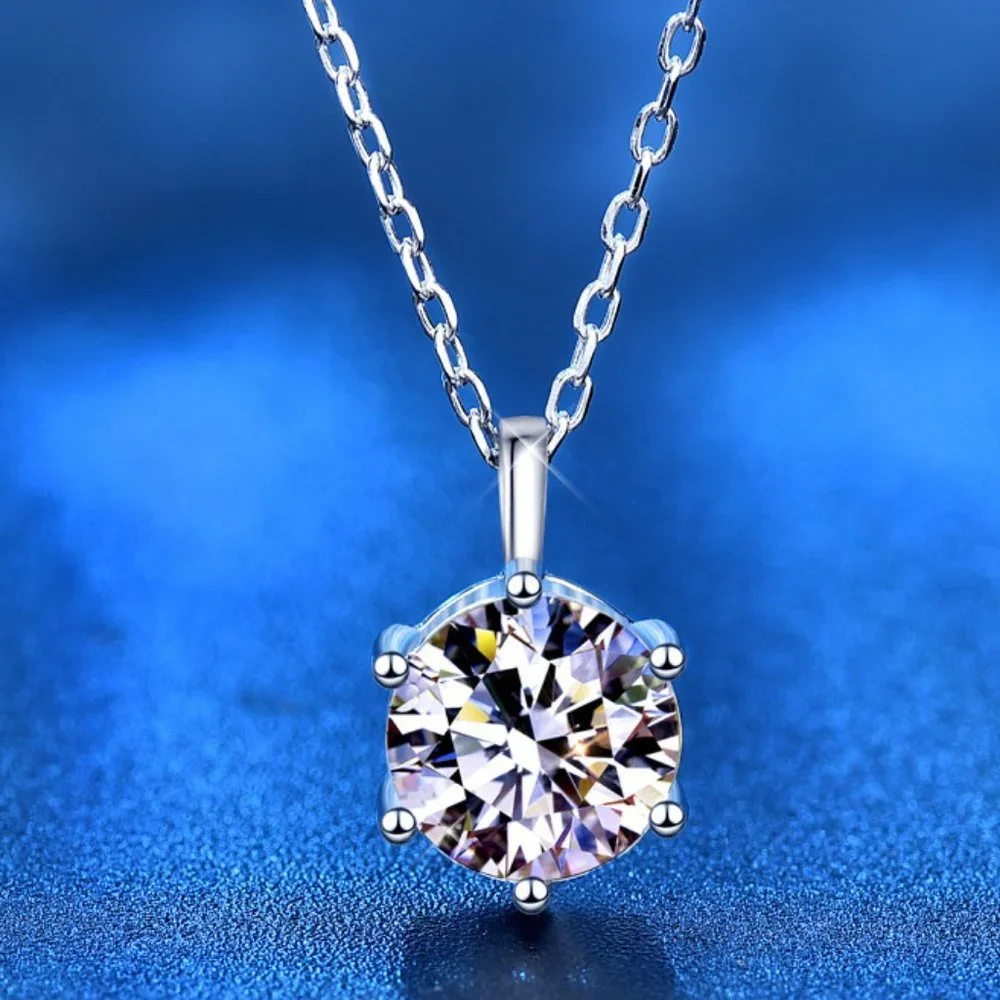 Certified 1ct. t.w. Diamond Moissanite Solitaire Necklace NEW